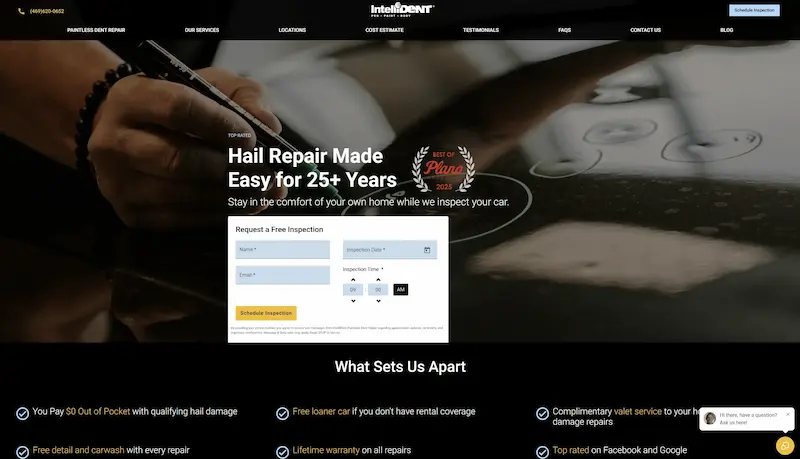 Screenshot of the IntelliDent PDR website homepage